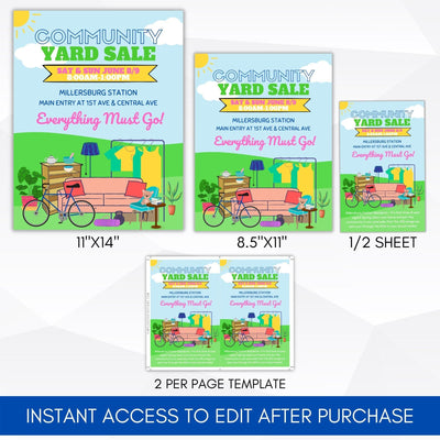 community hoa block yard sale sign set editable printable template bundle