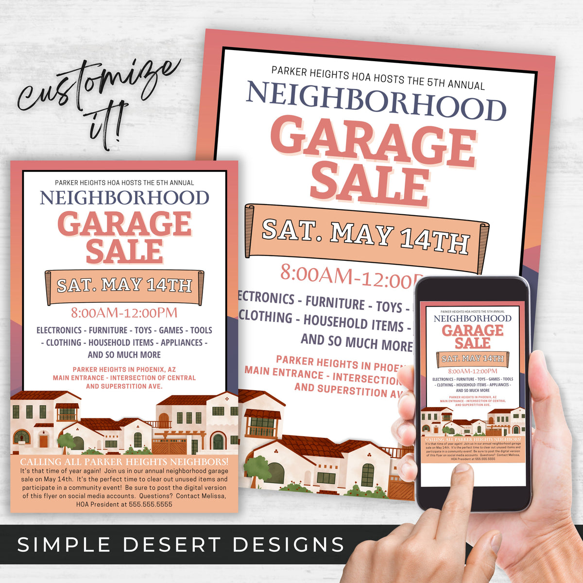 Editable Garage Sale Flyer Set - Simple Desert Designs