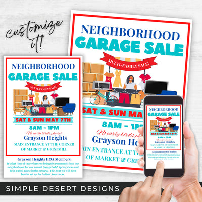 multi family garage sale yard sale flyers for hoa or community yard sale ads