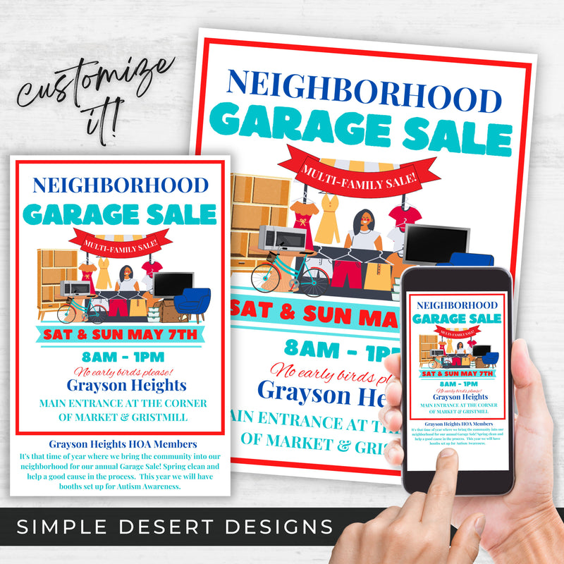 multi family garage sale yard sale flyers for hoa or community yard sale ads