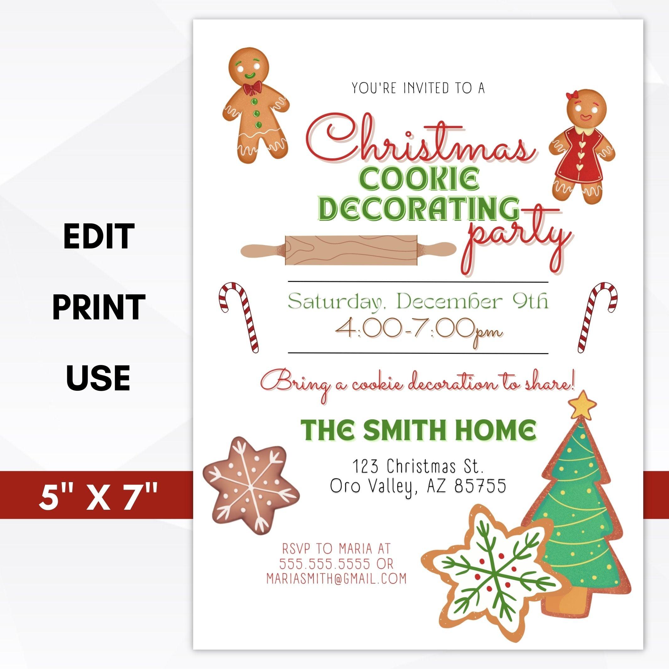 christmas cookie decorating party invitation
