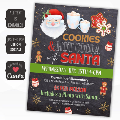 cookies with santa fundraiser flyer