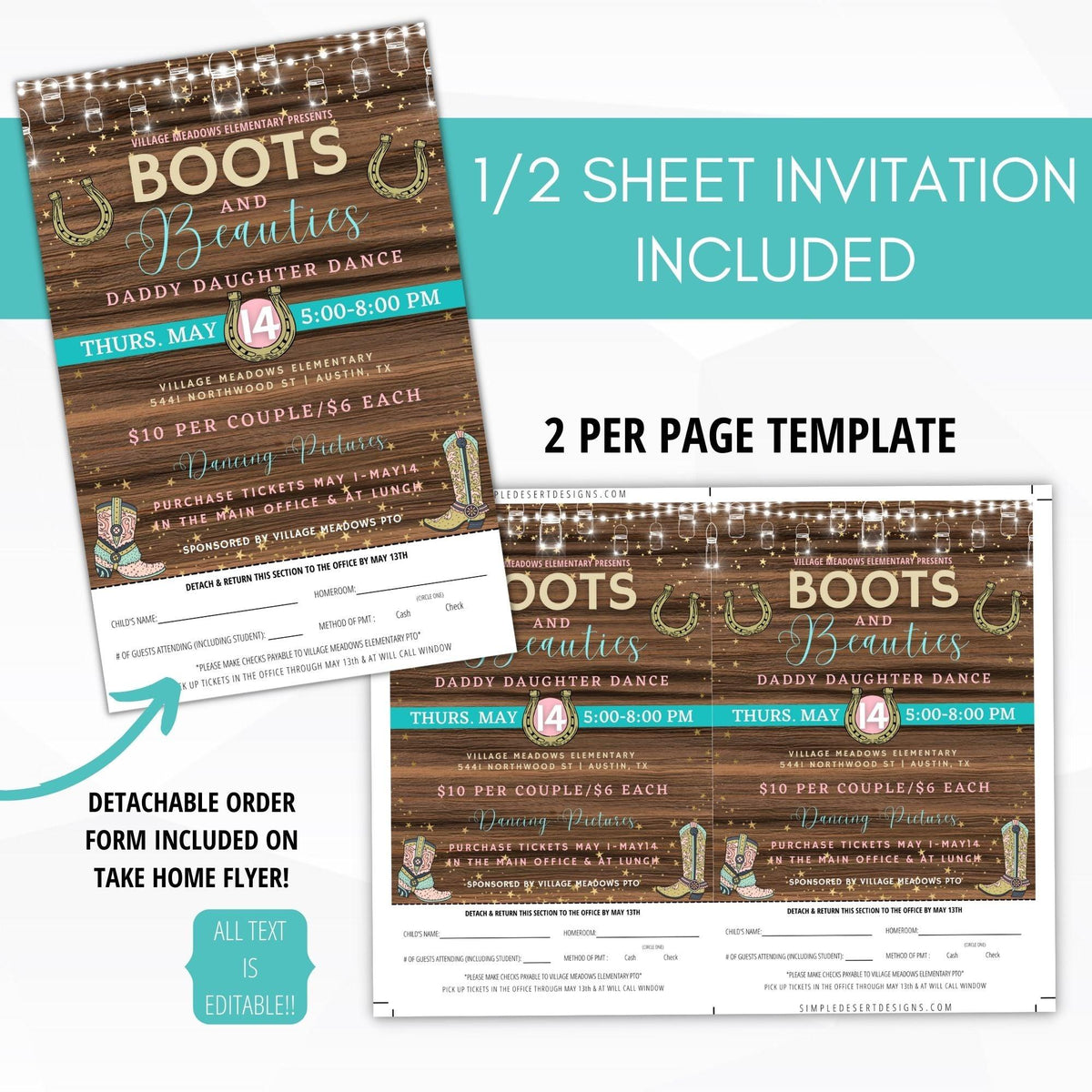 Country Dance Flyer & Ticket Template - Simple Desert Designs