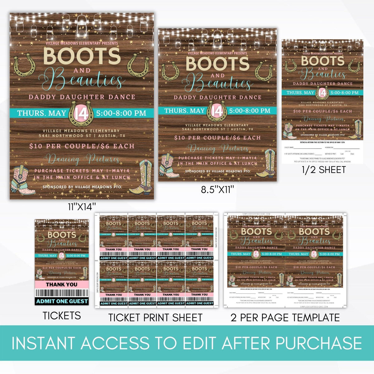 Country Dance Flyer & Ticket Template - Simple Desert Designs