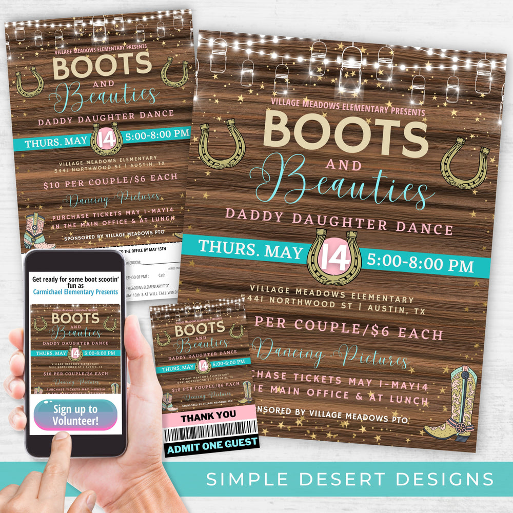 Country Dance Flyer & Ticket Template - Simple Desert Designs