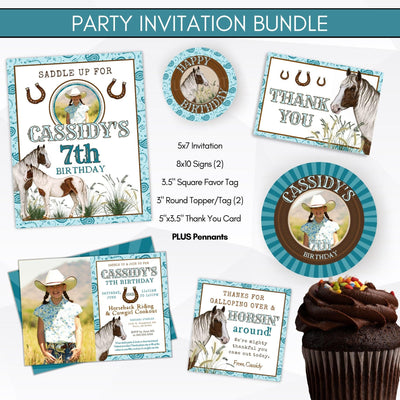 Cowgirl birthday party photo invitation