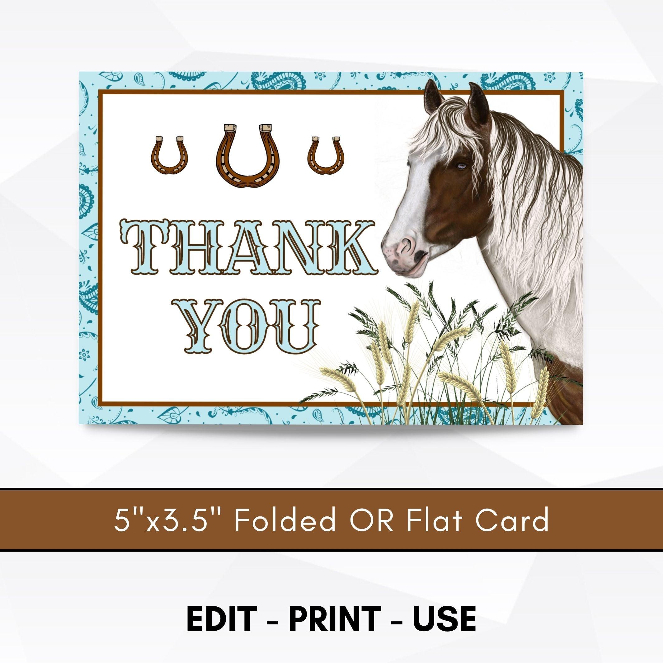 Cowgirl birthday party thank you cards
