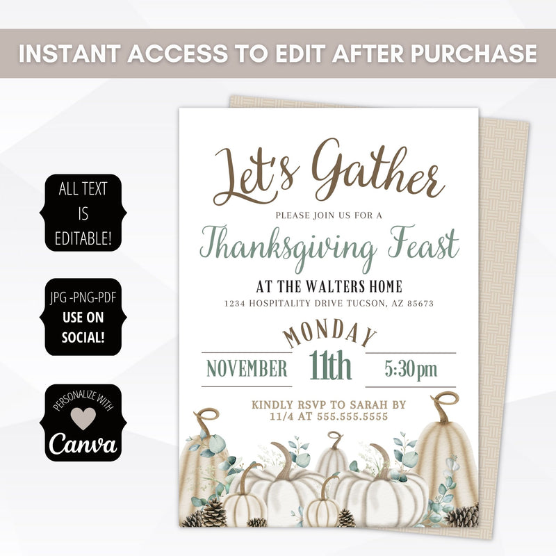 invitations for a cozy thanksgiving dinner party