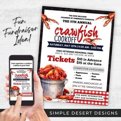 crawfish boil fundraiser flyers for seafood cookoff competition
