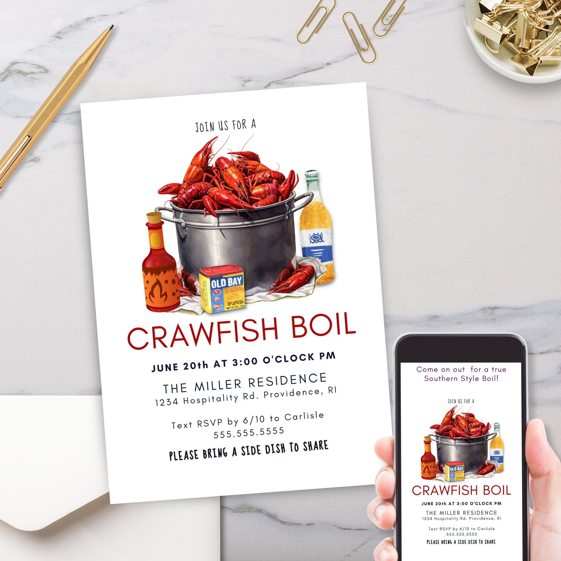 Crawfish Boil Invitation Simple Desert Designs