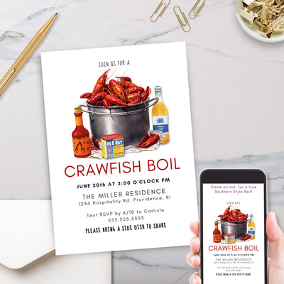 modern crawfish boil invitations