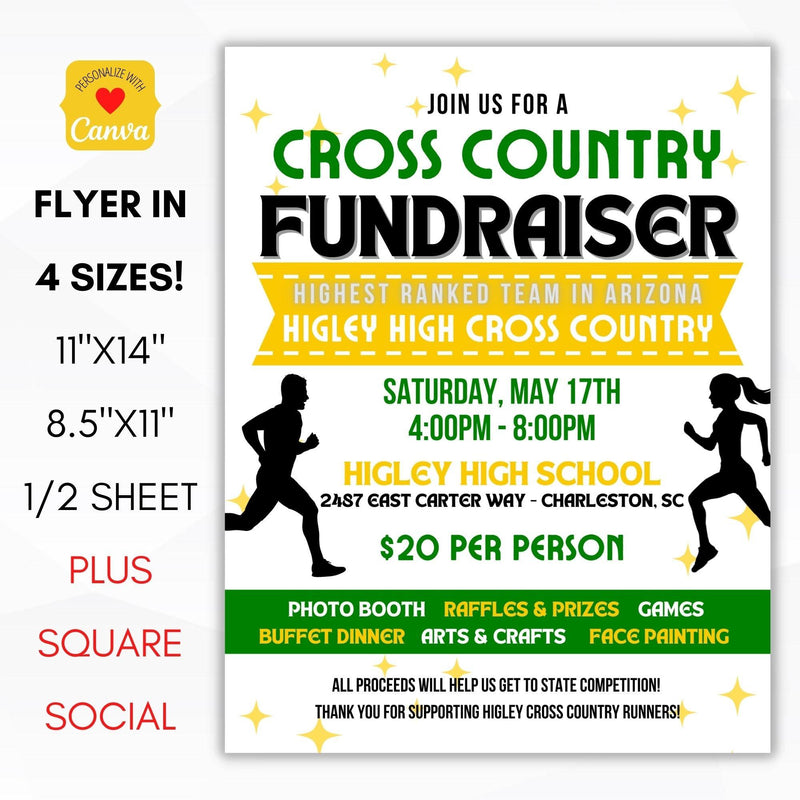 cross country team banquet running club invite for school athletic fundraising event