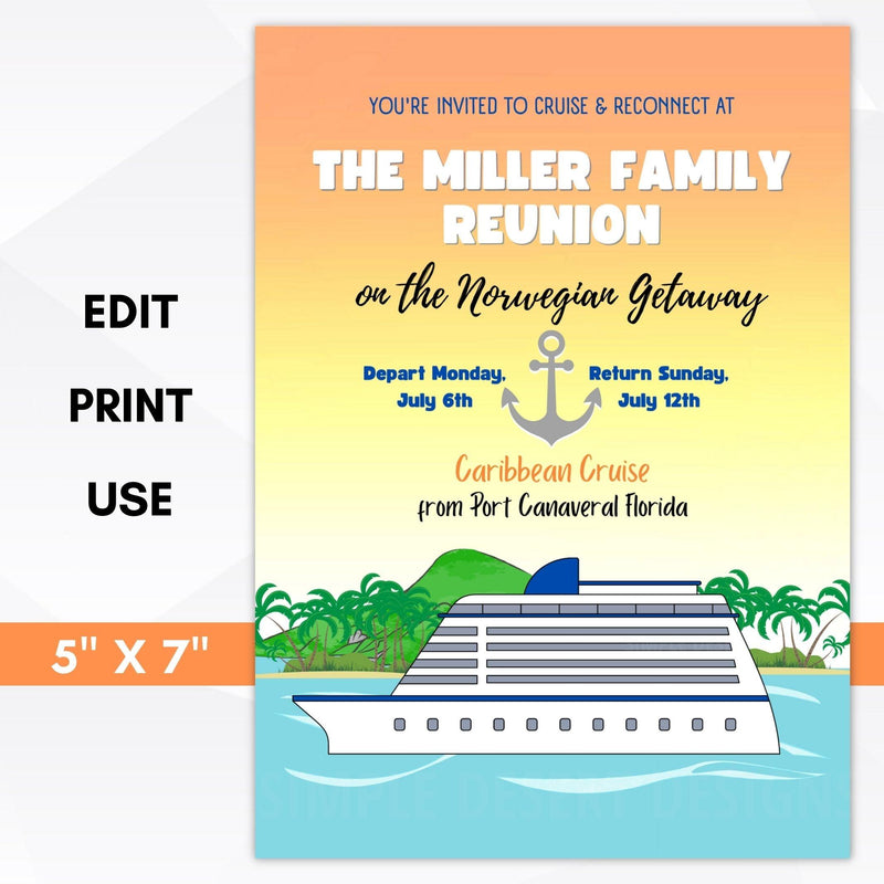 cruise family reunion invitation