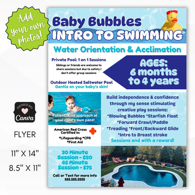 kids swim lesson flyer templates