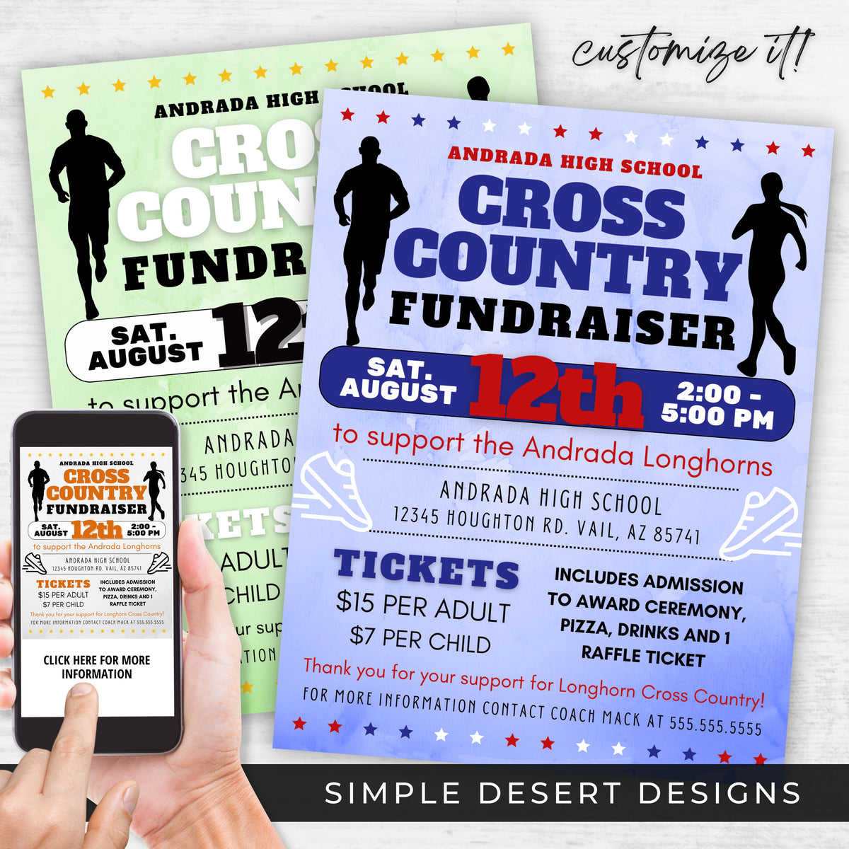 Cross Country Fundraiser Flyer Template - Simple Desert Designs