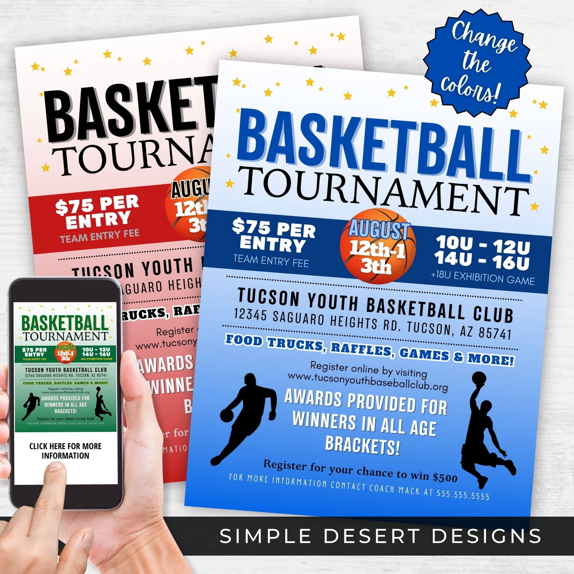 Customized Basketball Tournament Flyer – Simple Desert Designs