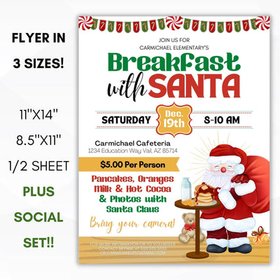 pancakes with santa flyer editable template