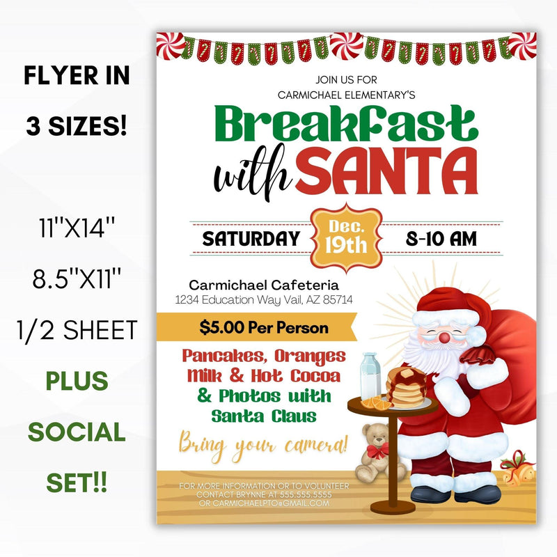 pancakes with santa flyer editable template