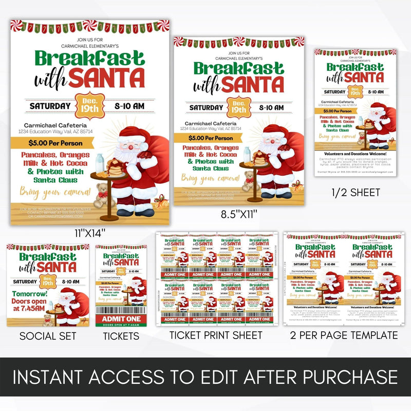 editable breakfast with santa tickets