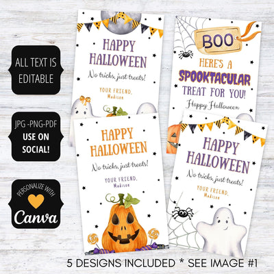 printable Halloween party treat bag tag set of 4