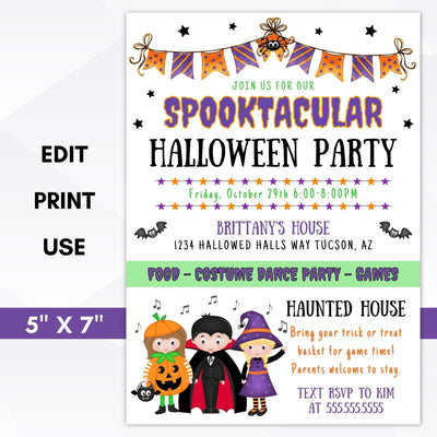 editable halloween costume party invitation printable template