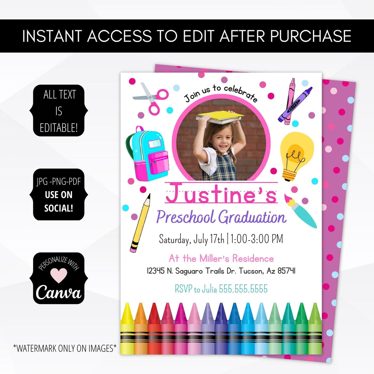 Preschool Graduation Invitation Template - Simple Desert Designs