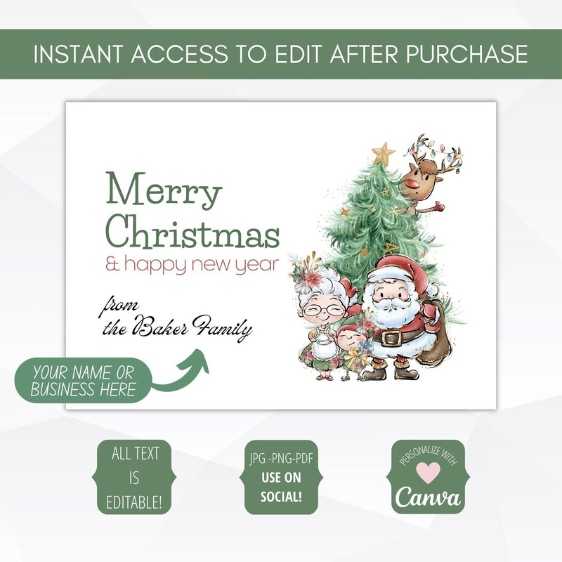 small business christmas card editable
