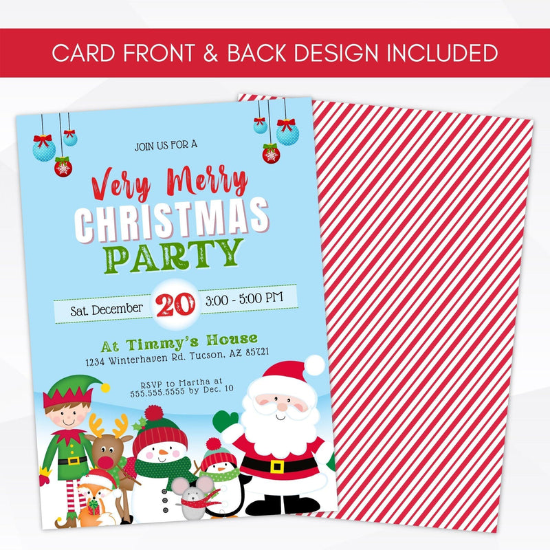 kids holiday party invitation editable