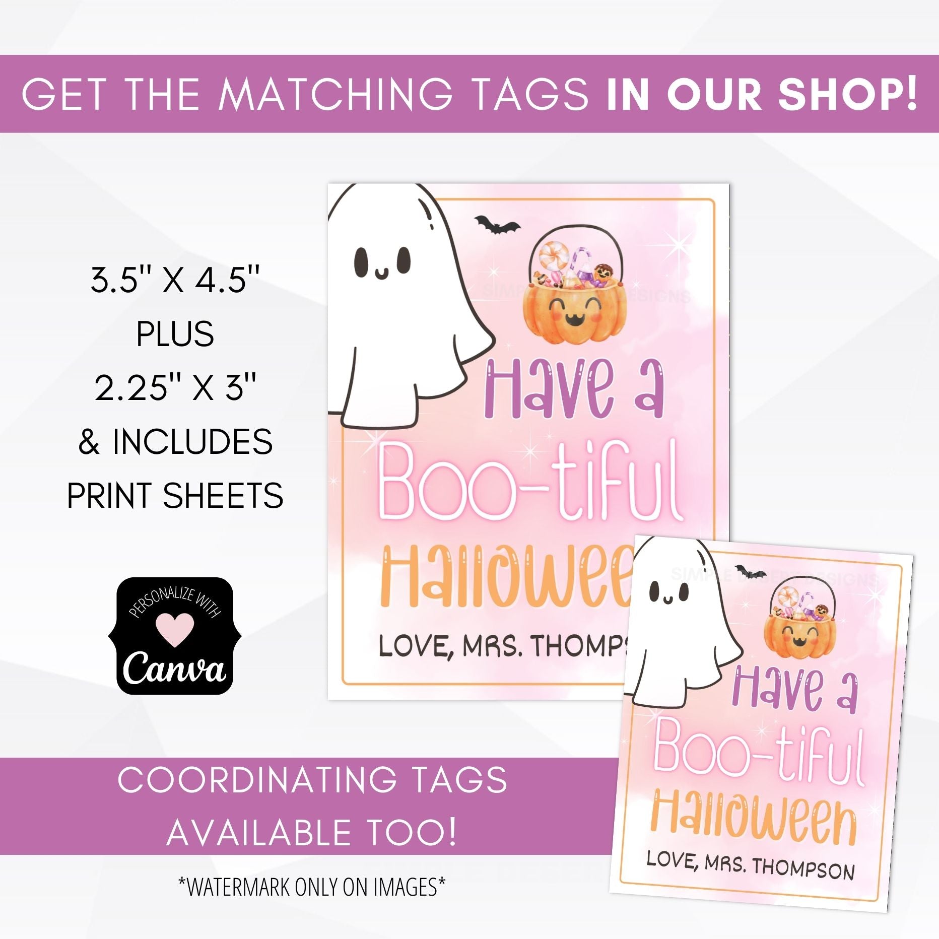 coordinating halloween gift tags are available in our shop