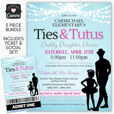 Ties and tutus daddy daughter dance flyer