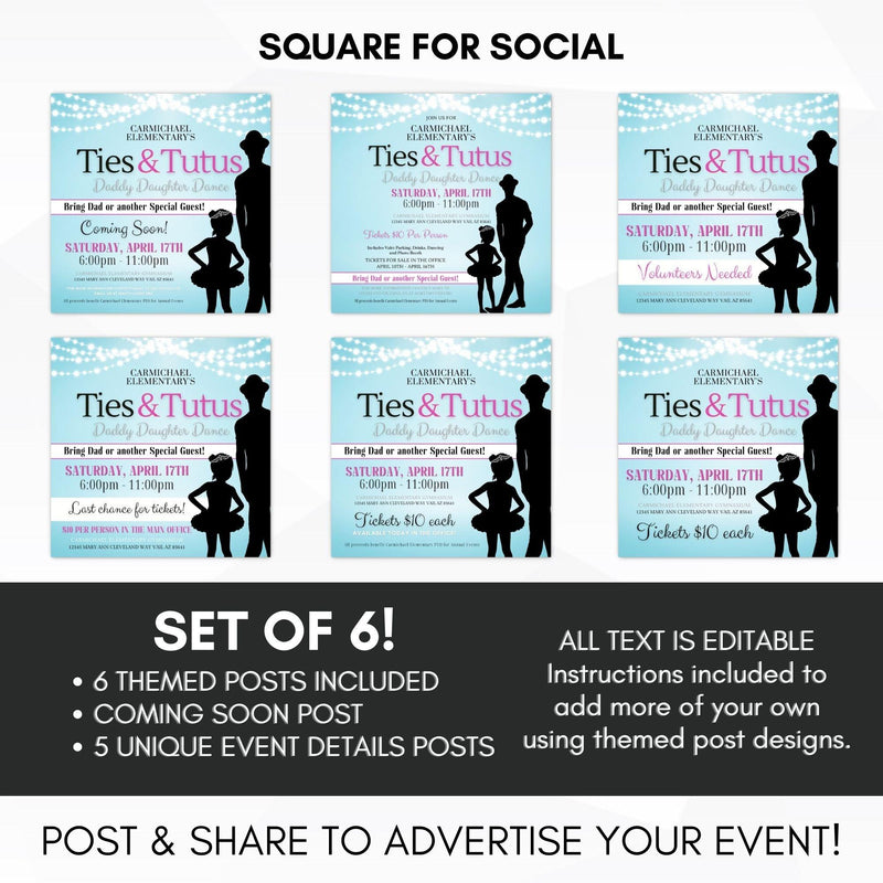 school dance flyer ticket bundle