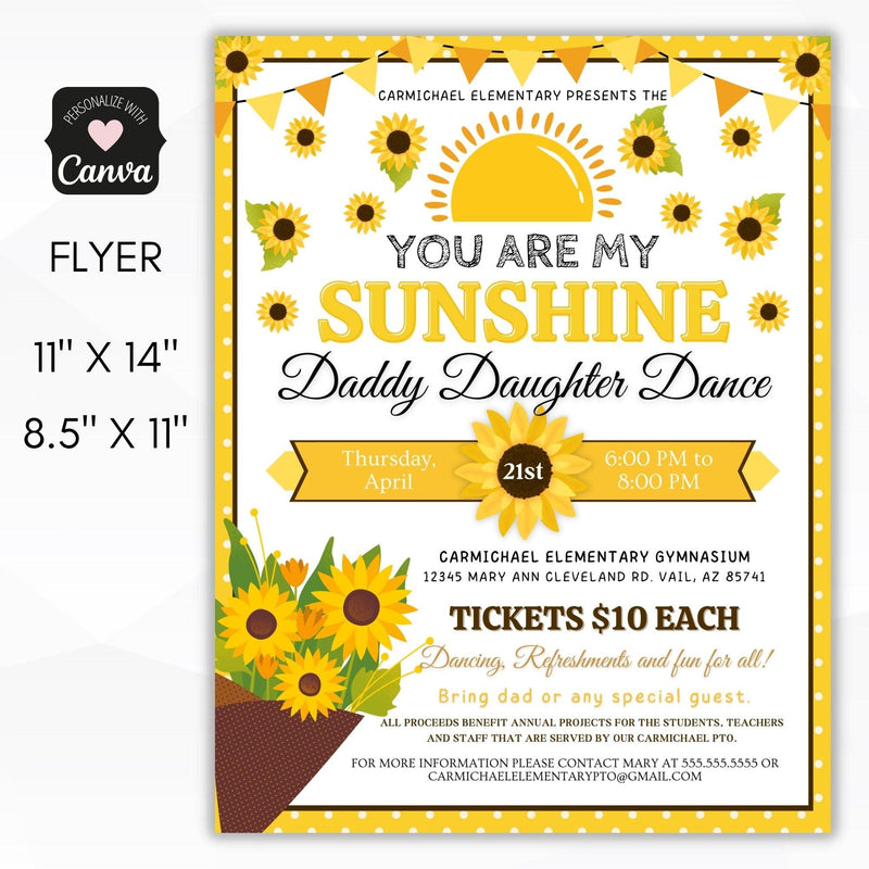 You are my sunshine daddy daughter dance flyers