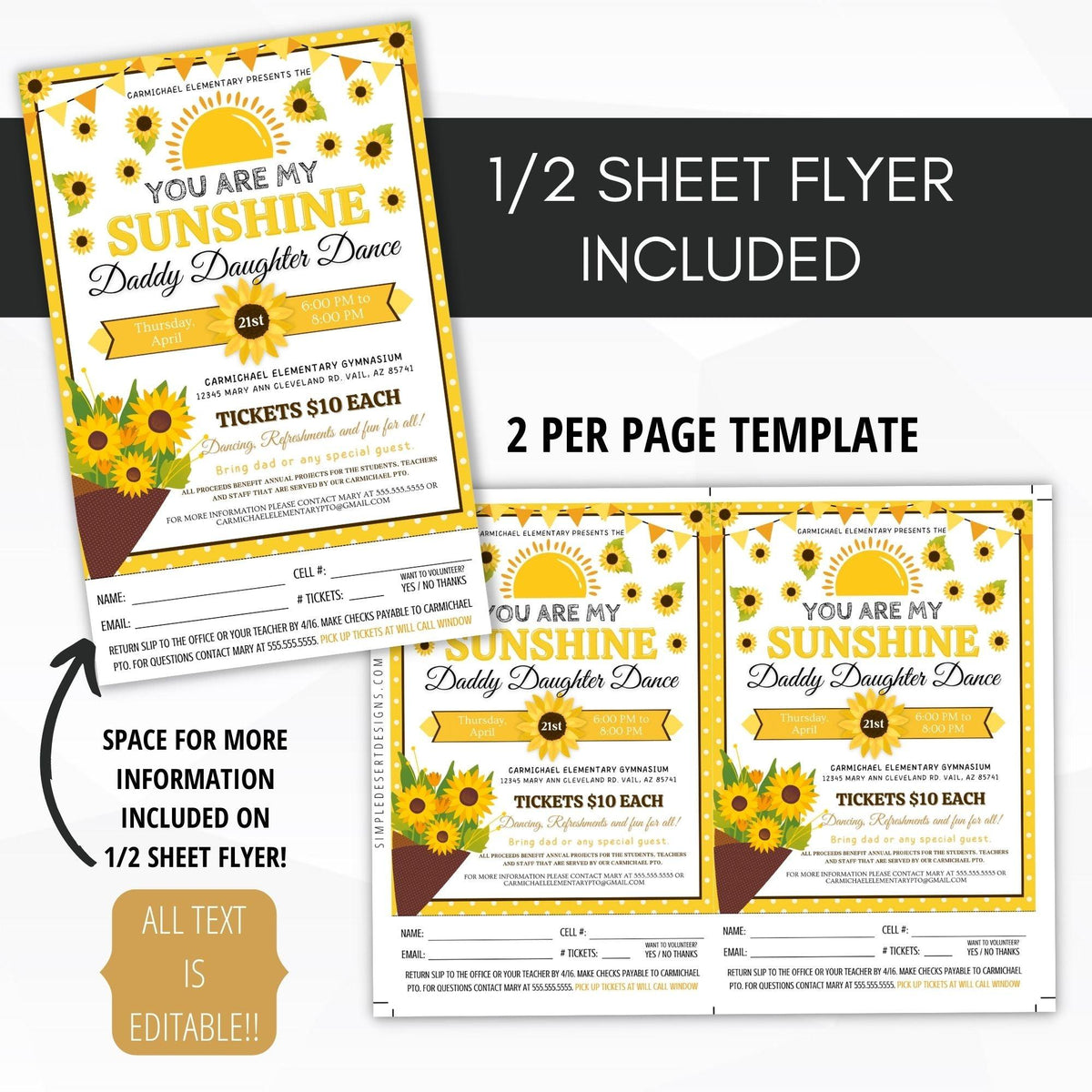 Sunshine Daddy Daughter Dance Flyer & Ticket Bundle - Simple Desert Designs