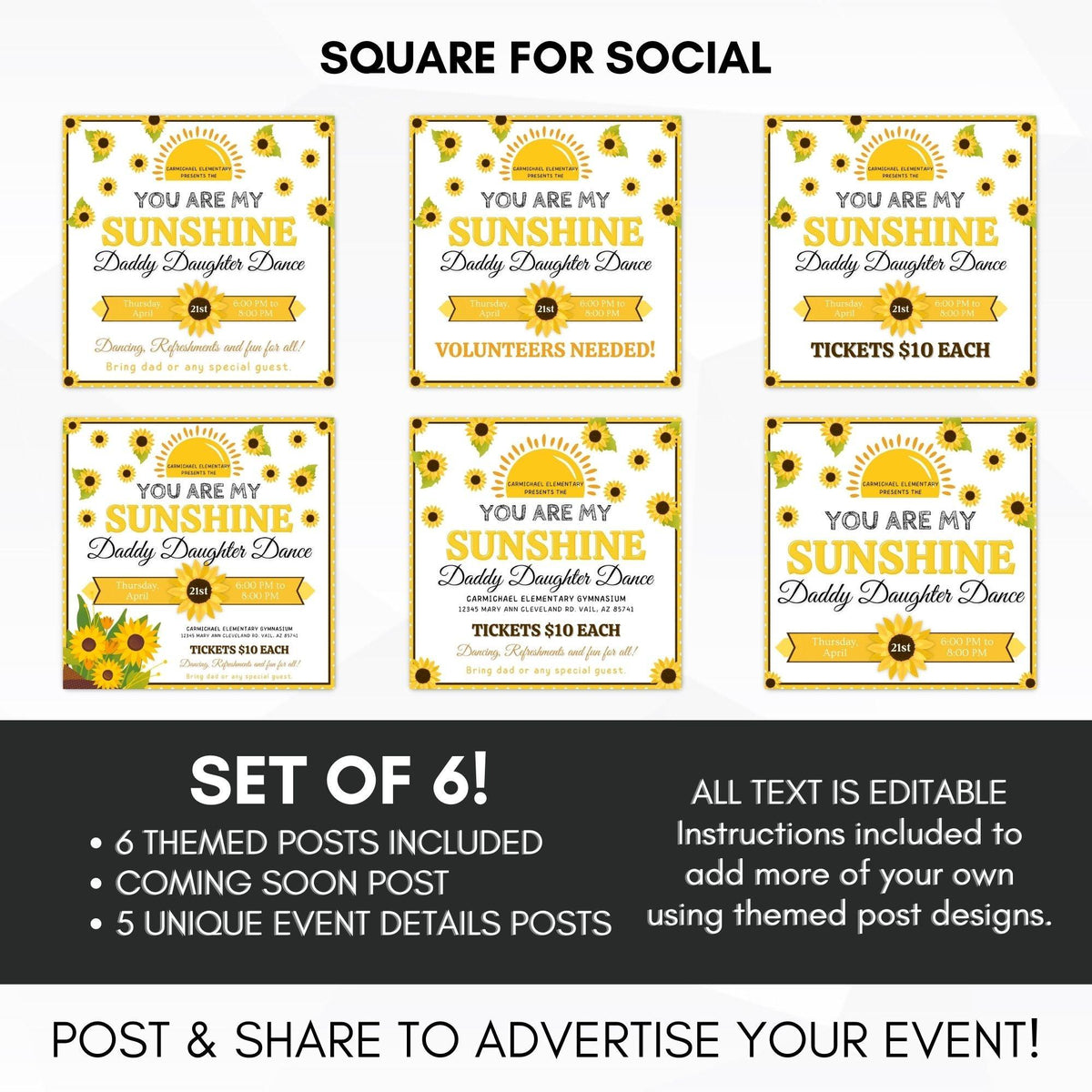 Sunshine Daddy Daughter Dance Flyer & Ticket Bundle - Simple Desert Designs