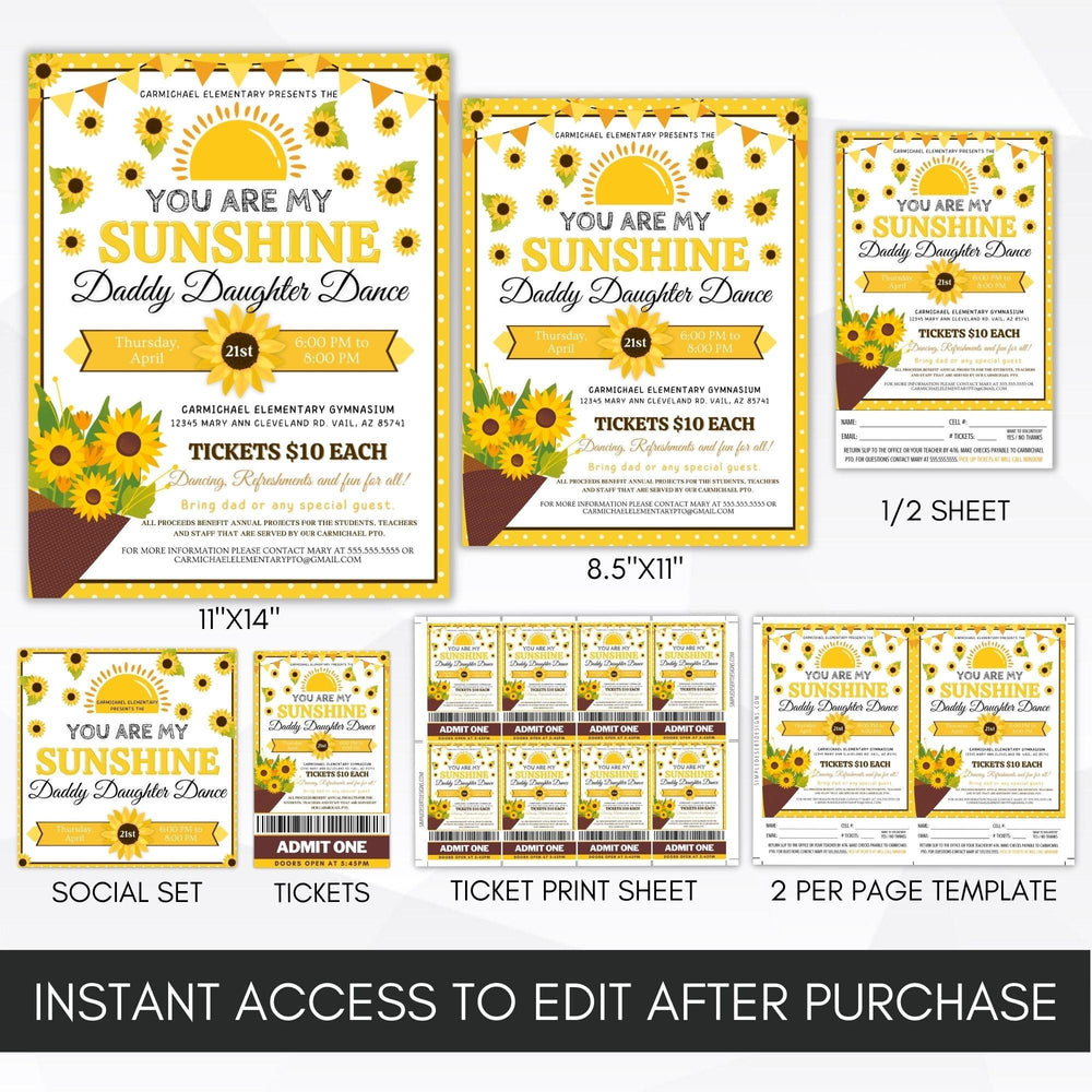 Sunshine Daddy Daughter Dance Flyer & Ticket Bundle - Simple Desert Designs