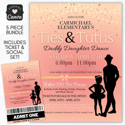 Ties and tutus daddy daughter dance flyer