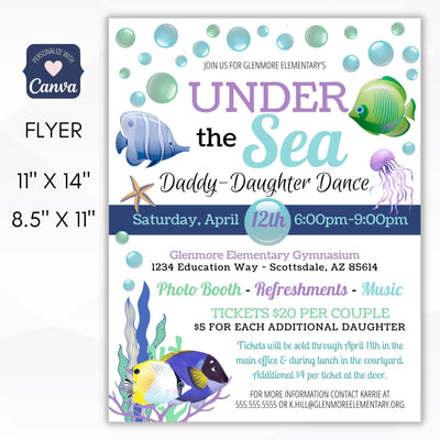 under the sea printable daddy daughter dance flyer