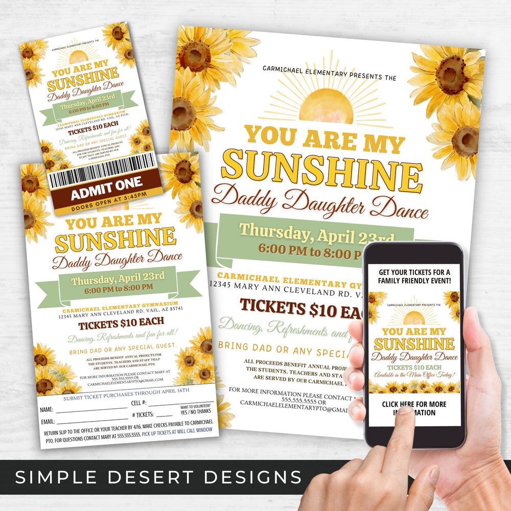 Sunflower Daddy Daughter Dance Flyer Bundle - Simple Desert Designs