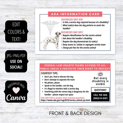 PTSD emotional support dog etiquette card
