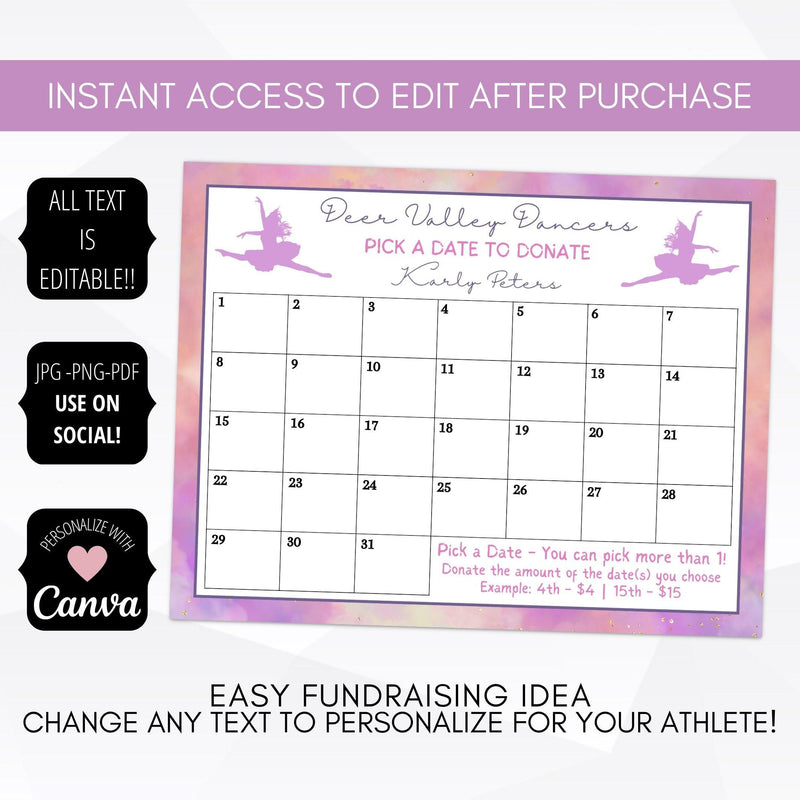 competitive dance studio fundraising ideas donation calendar pick a date to donate fundraising