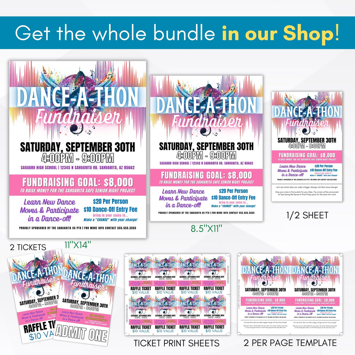 Danceathon Fundraiser Flyer Template - Simple Desert Designs