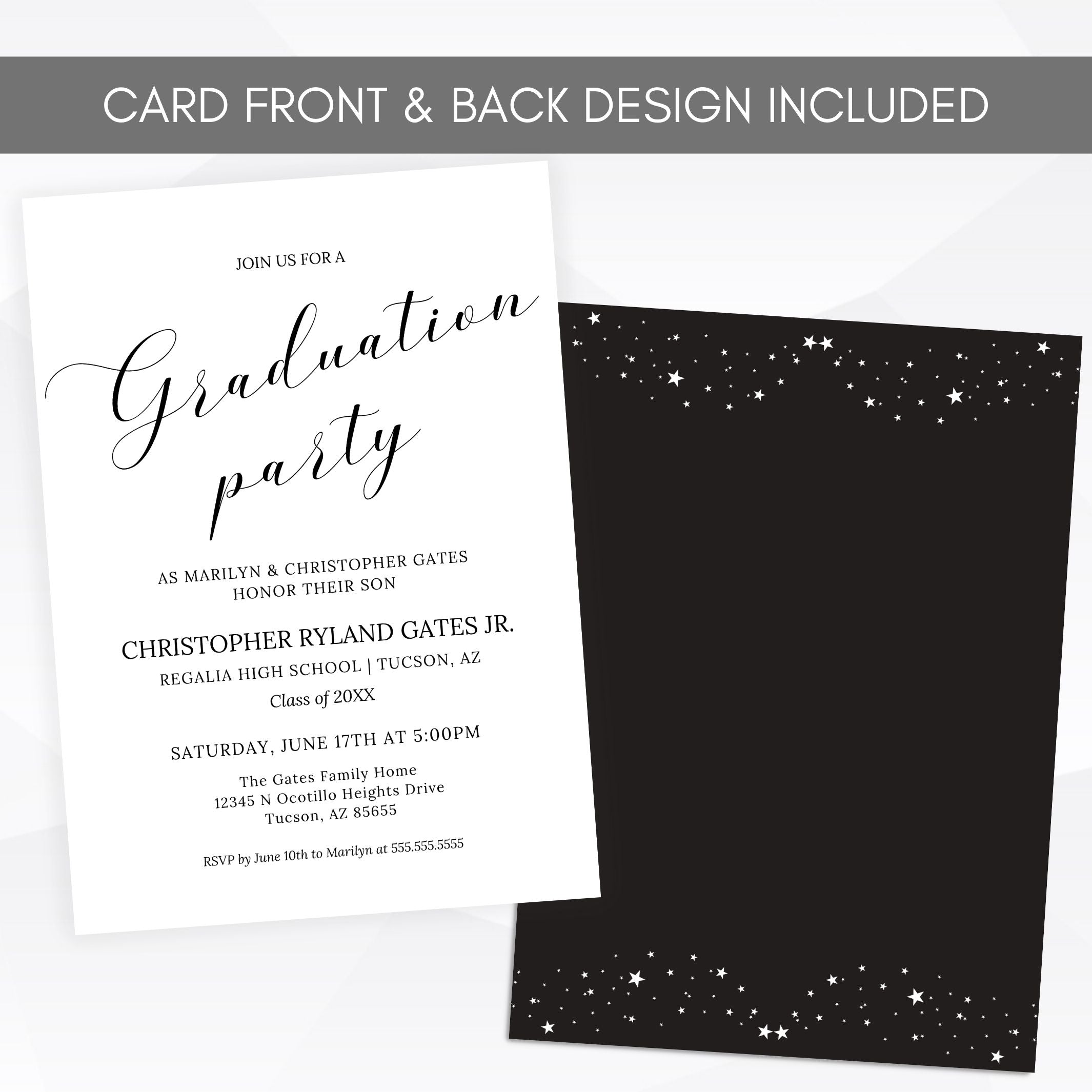 printable black and white graduation party invitations