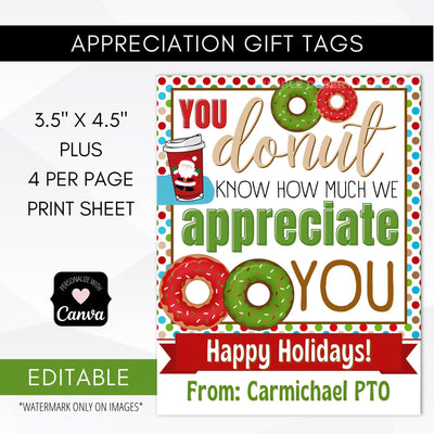 Teacher appreciation Christmas tags