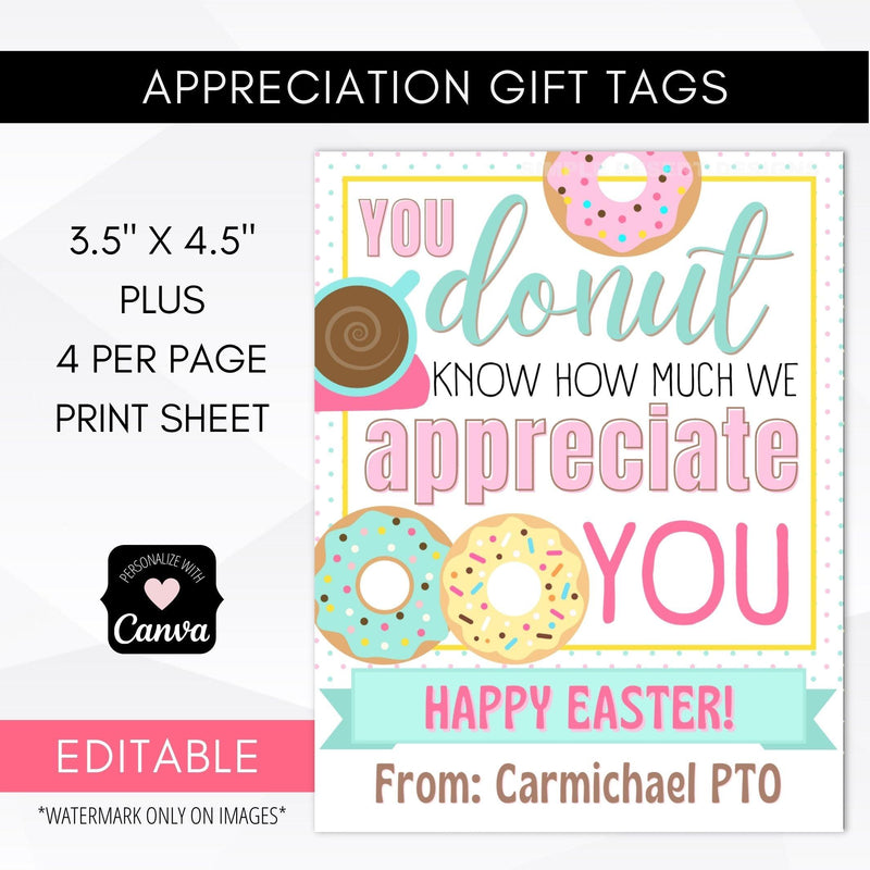 Teacher appreciation Easter tags