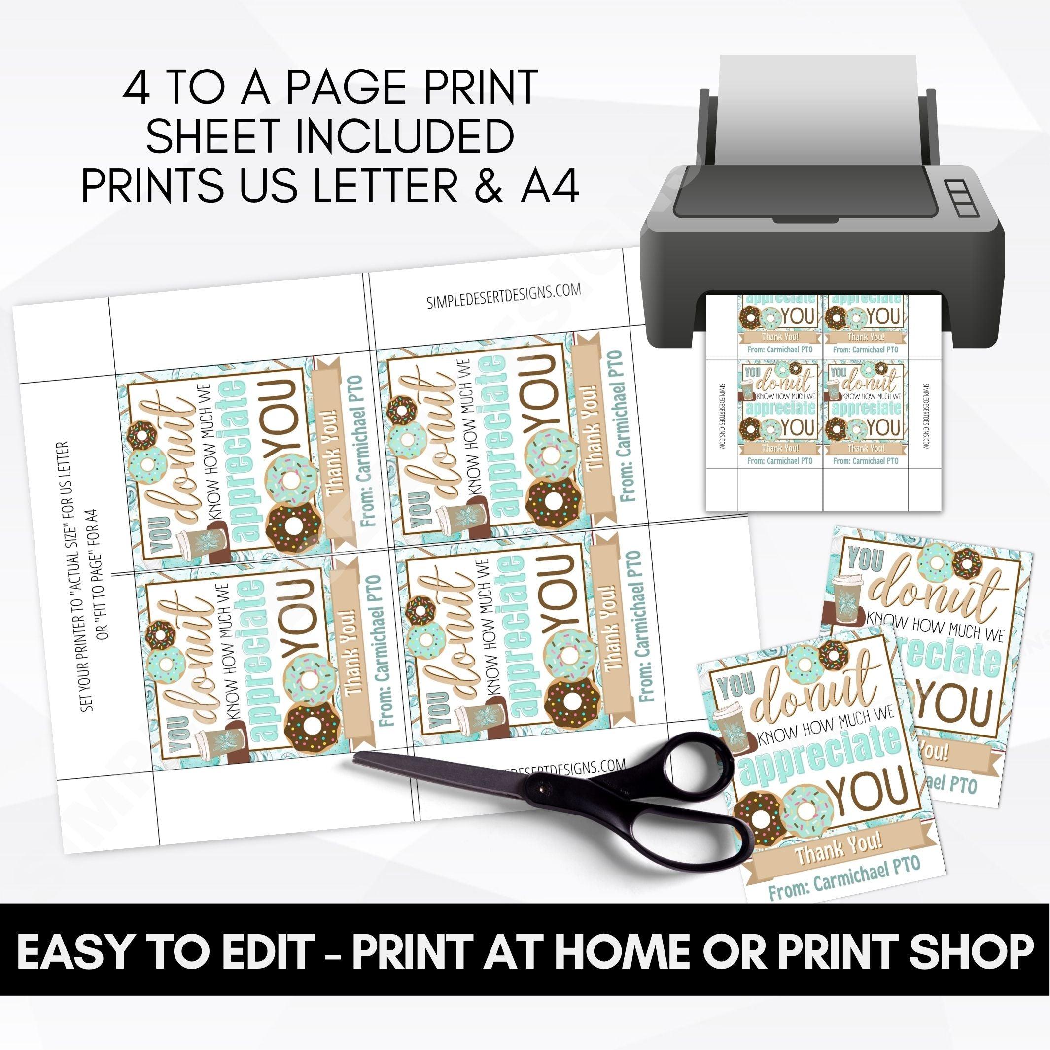 donut appreciation printable gift tag