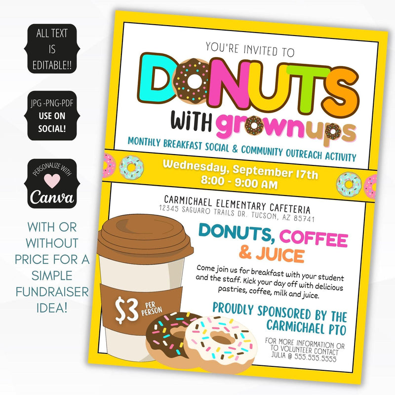 donuts with grownups flyer