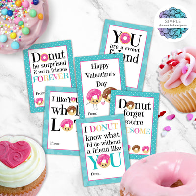 donut theme valentines grams and gift tags for valentine's day donut gifts