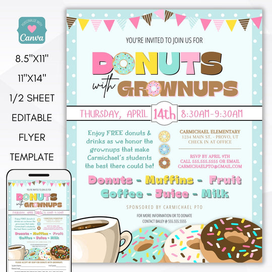 Donuts With Dad Invitation Flyer Set – Simple Desert Designs