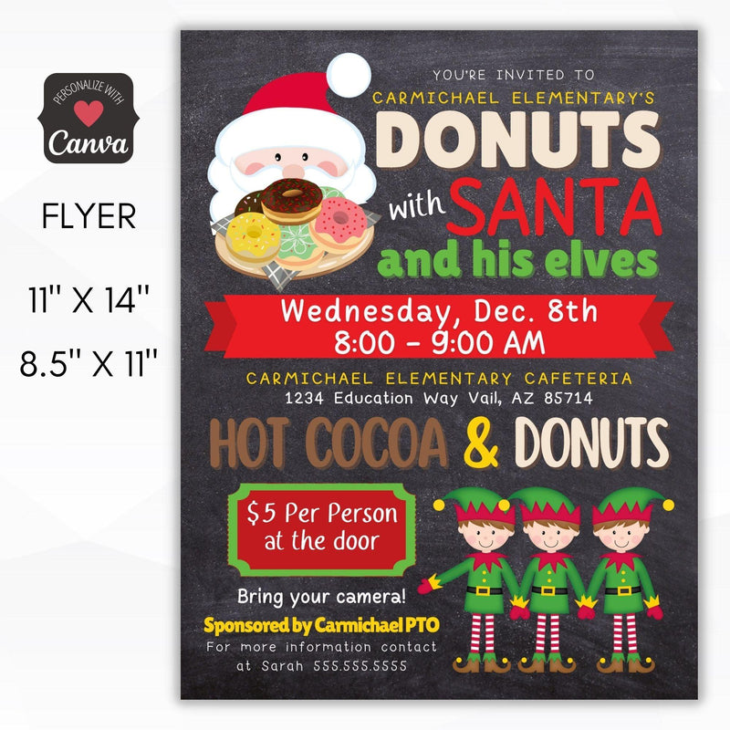 donuts with santa fundraising flyer editable