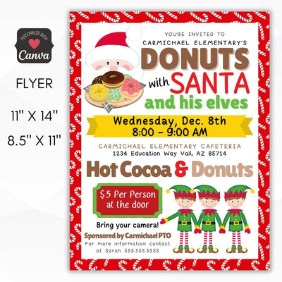 donuts with santa fundraiser flyer invitation